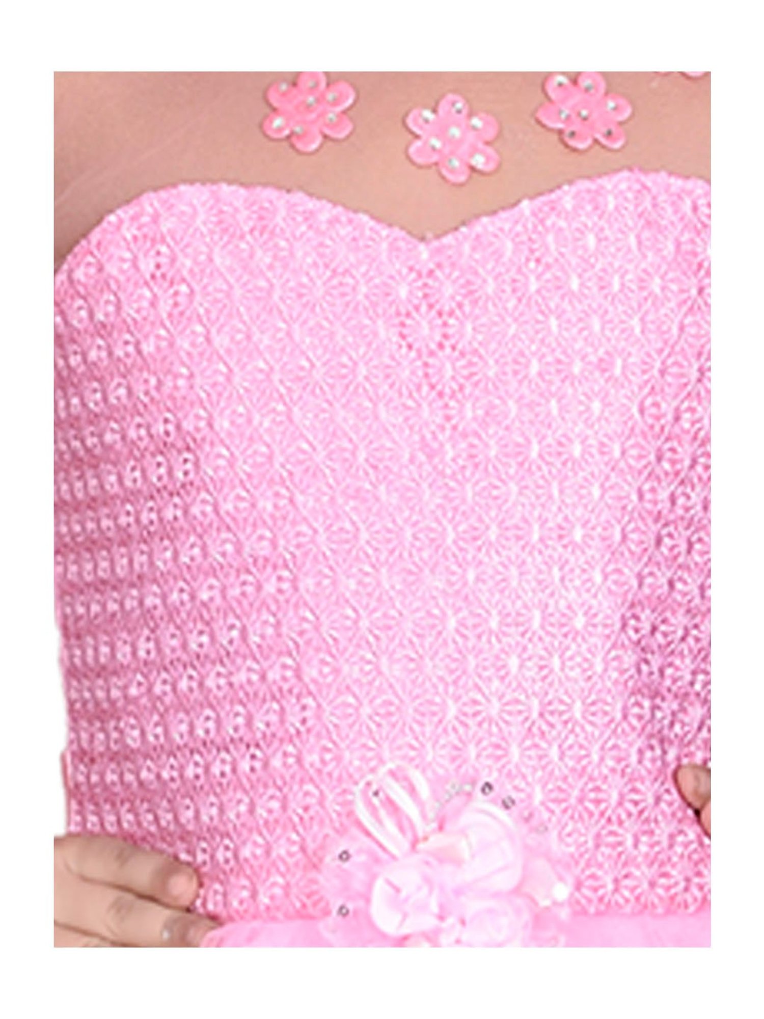 Ahhaaaa Kids Pink Self Design Dress, Wings, Hair Band with Fairy Stick