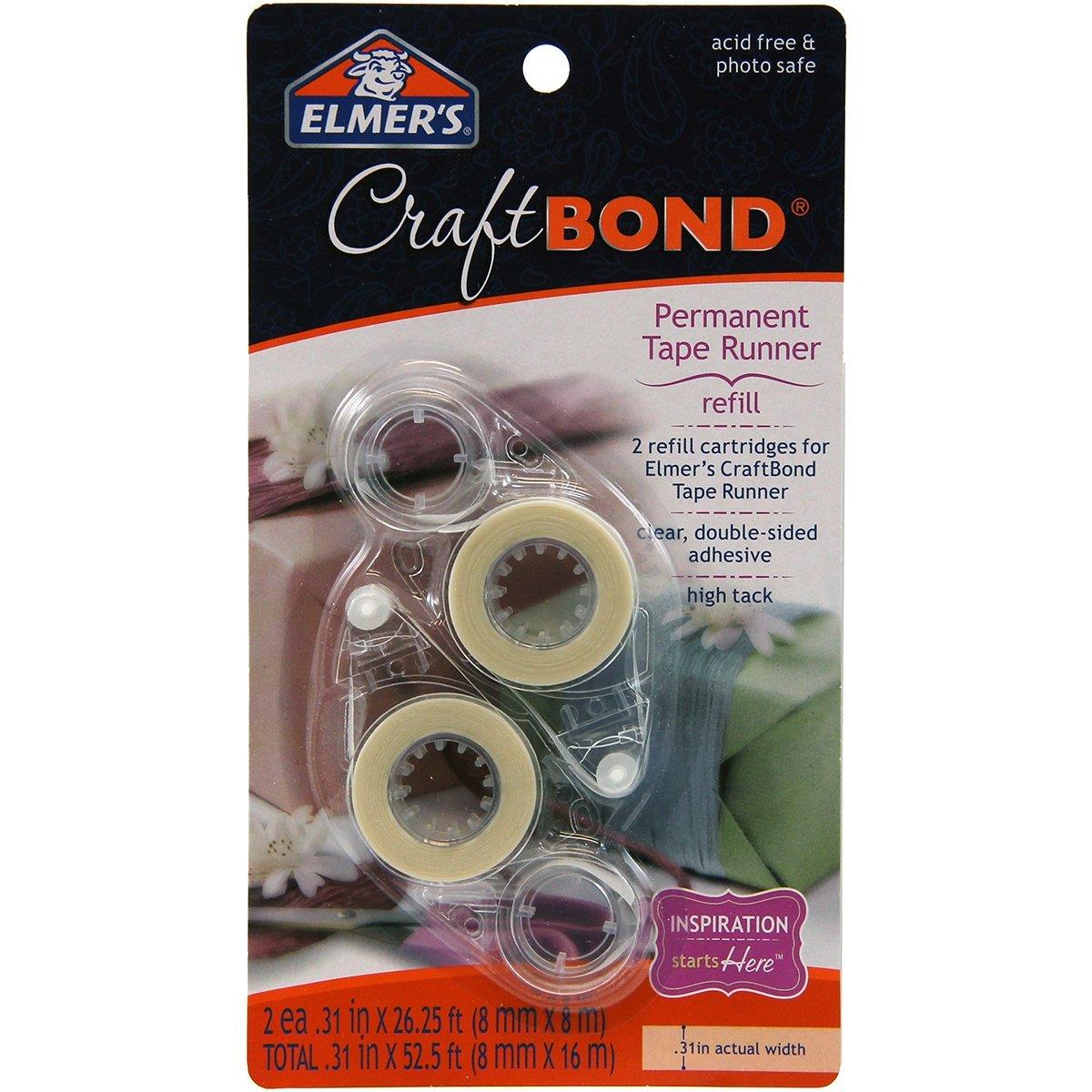 Elmer's E4007 CraftBond Permanent Tape Runner Refills, .31Inch by 261/4 Feet, Clear, 2 Refills per Pack