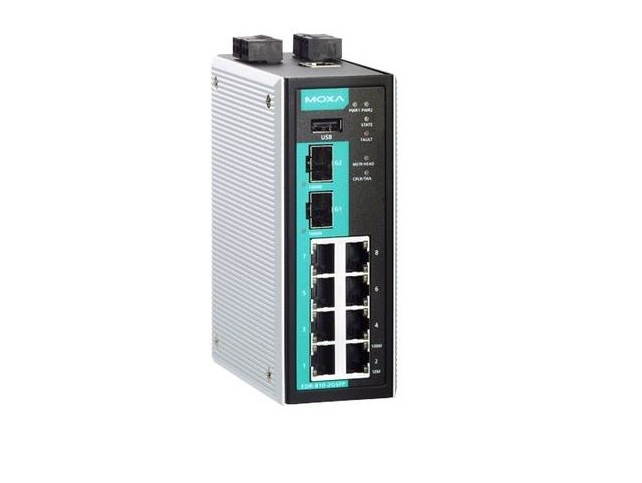 EDR-810-2GSFP Industrial Secure Router Switch with 8 10/100BaseT(X) ports, 2 1000BaseSFP slots, 1 WAN, Firewall/NAT,  -10 to 60C
