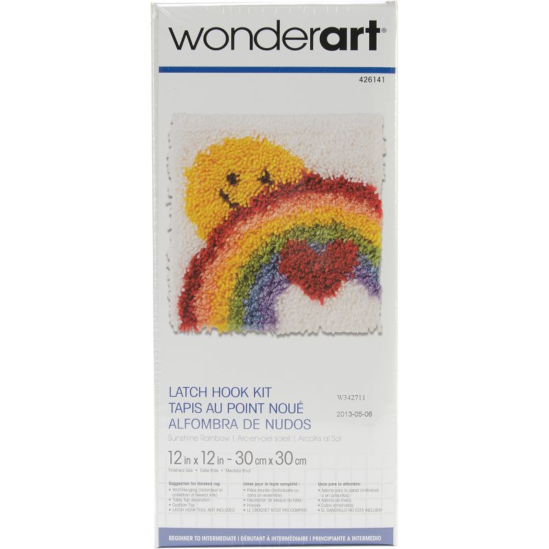 Wonderart Latch Hook Kit 12"X12"-Sunshine Rainbow