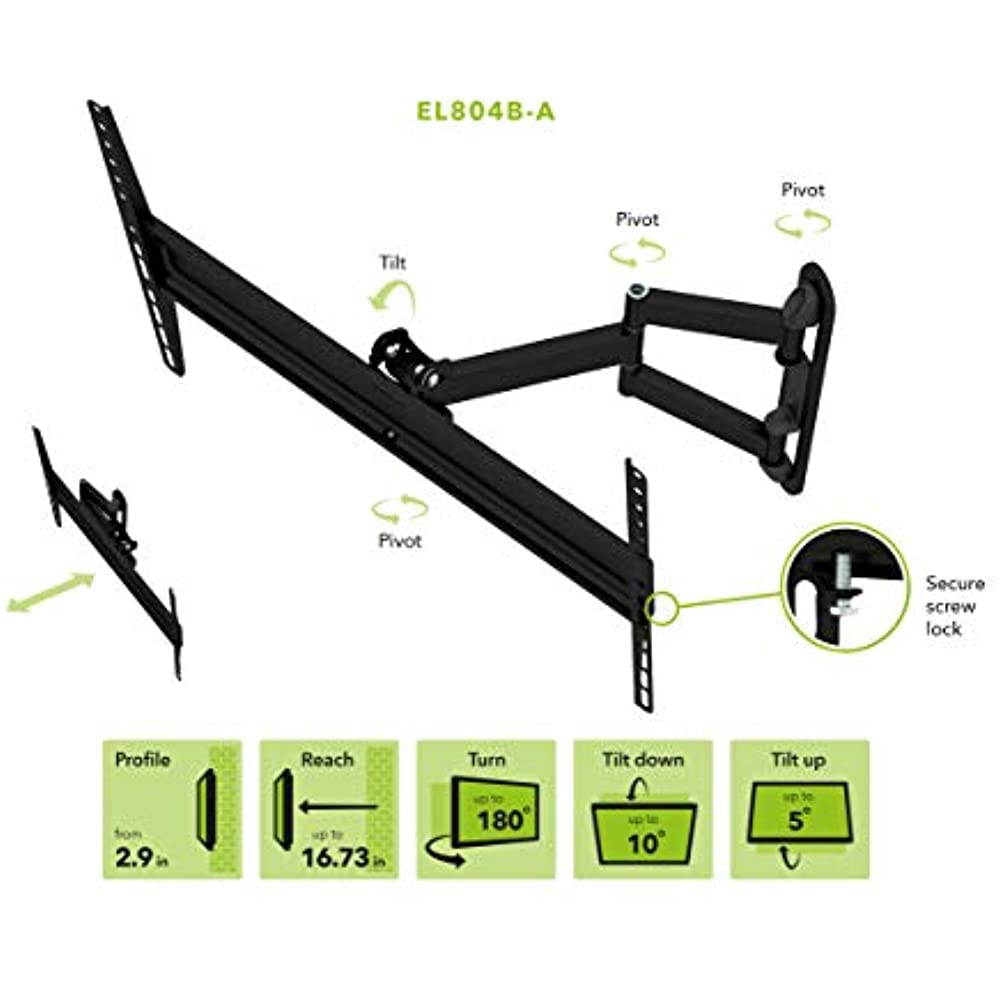 AVF EL804B-A Multi-Position Full Motion Long Extension TV Wall Mount For 40-Inch To 80-Inch TVs