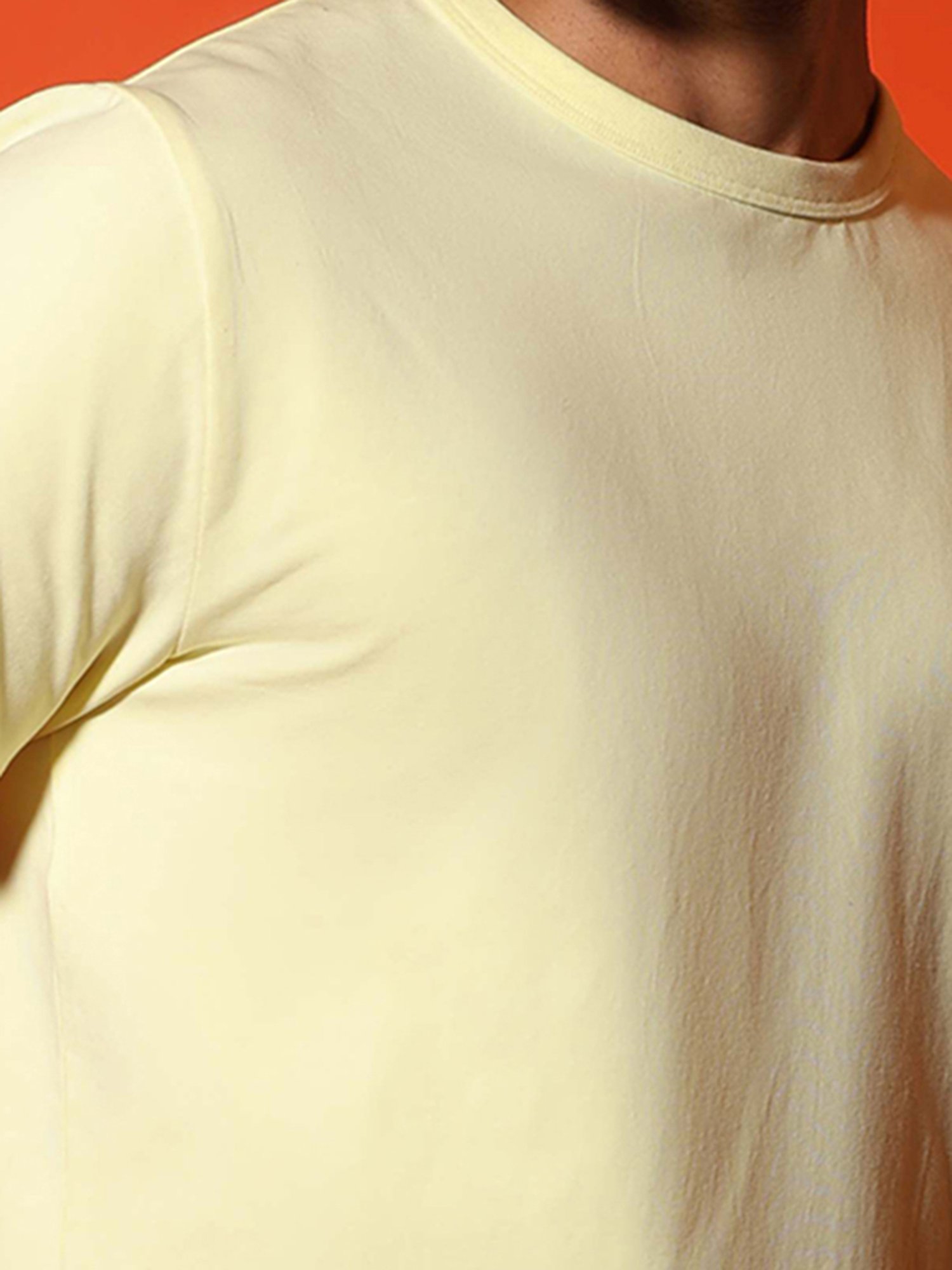 SUBTRACT Lemon Yellow Regular Fit Crew T-Shirt