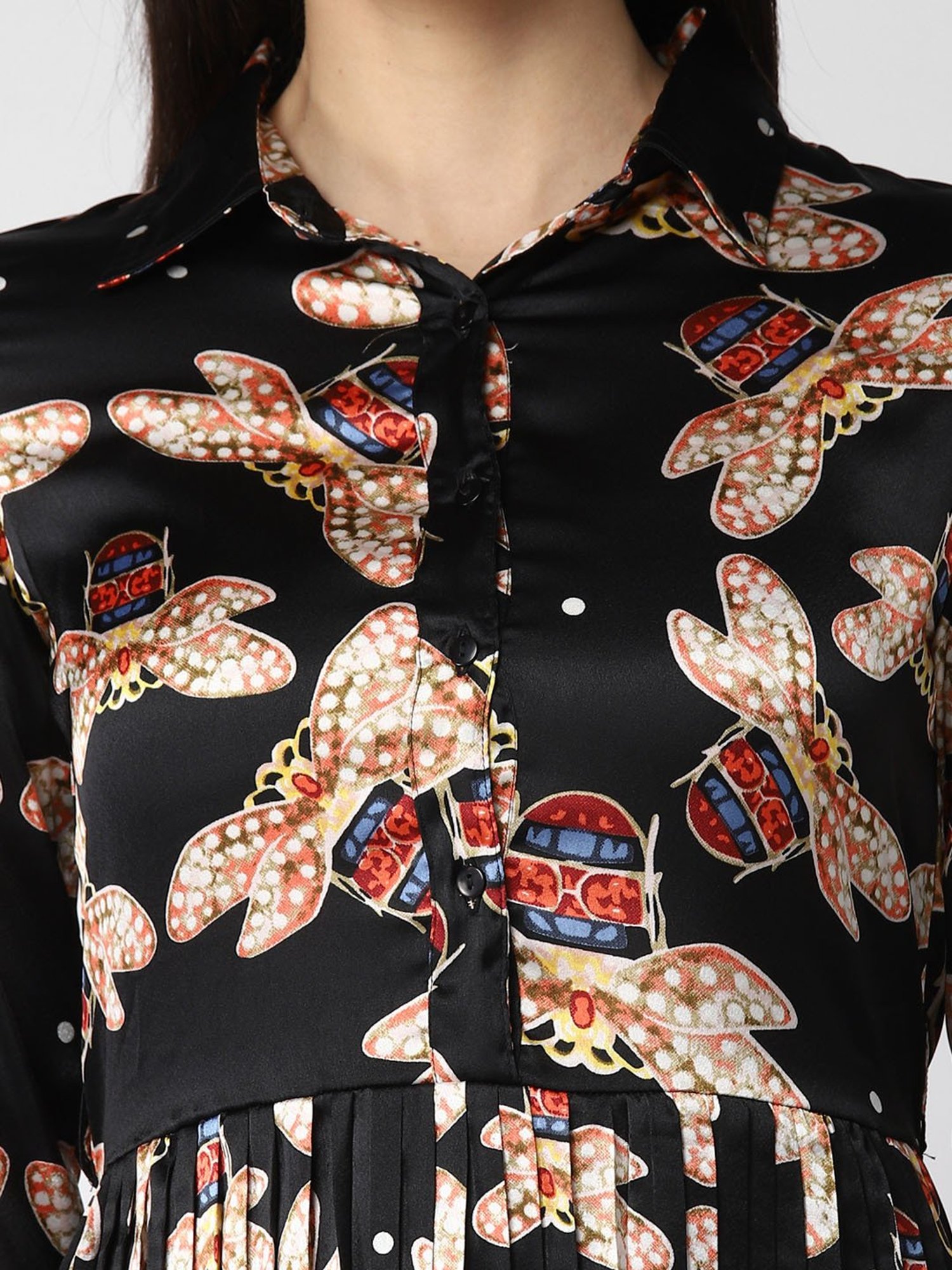 StyleStone Black Printed A Line Dress