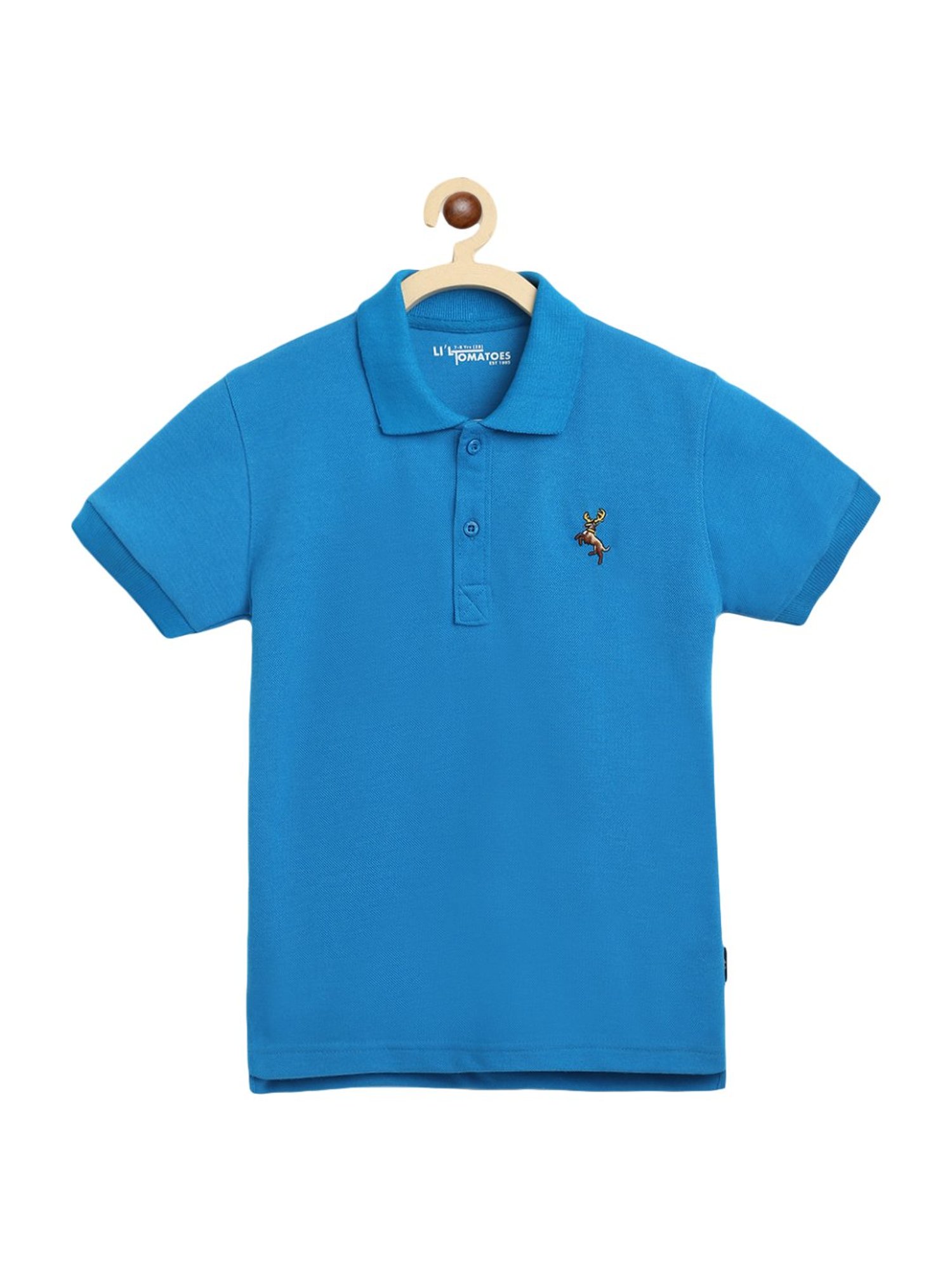 Li'l Tomatoes Kids Turquoise Embroidered T-Shirt