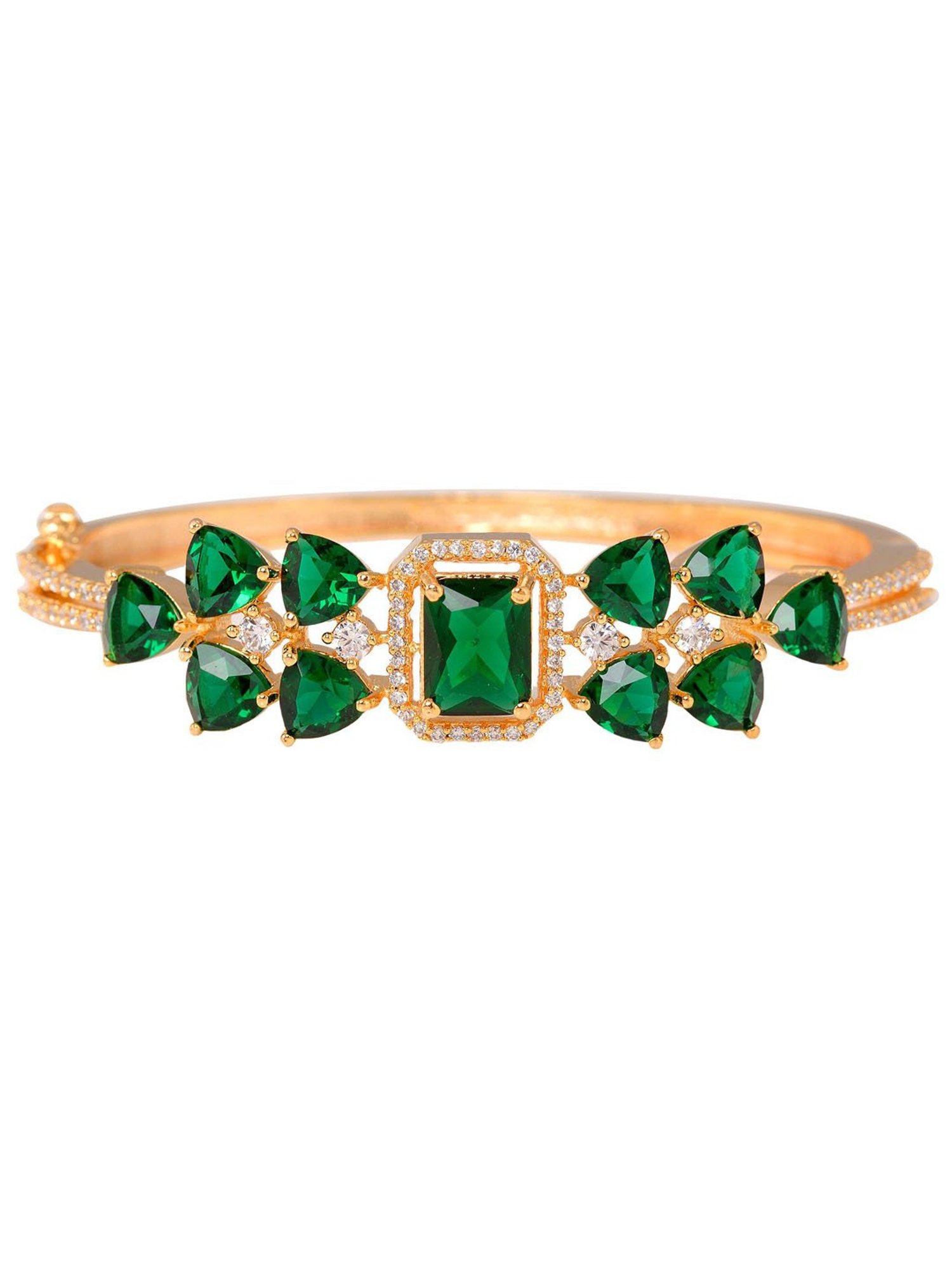 Saraf Jewellery Gold plated with Green American Diamond handcrafted Bracelet for Women & Girls
