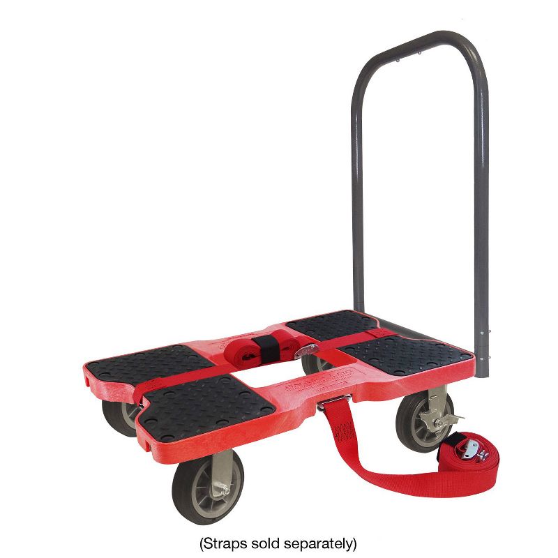 Snap Loc 1,500 lb Capacity All Terrain E Track Push Cart Dolly Red, Heavy Duty 6 in Solid Rubber Swivel Caster Wheels