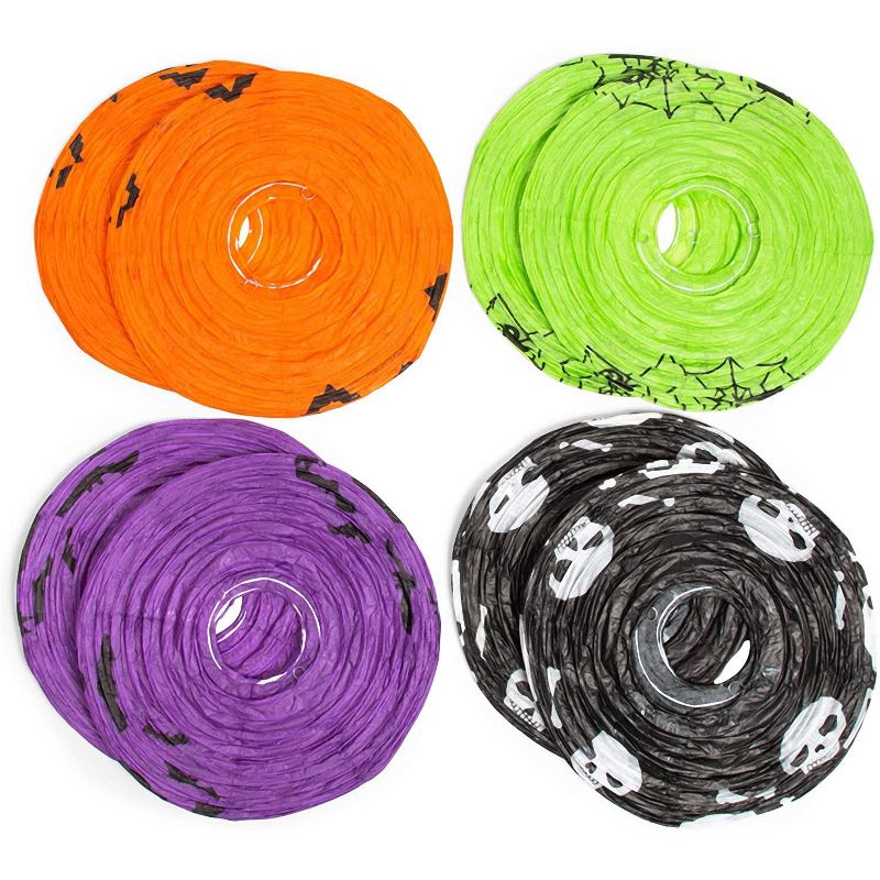 Spooky Central 10-Pack Halloween Party Decorations, Hanging Papers Lanterns, 12 in