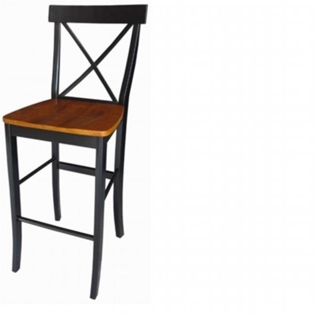 International Concepts S57-6133 X-back Barheight Stool - 30'' SH Black / Cherry