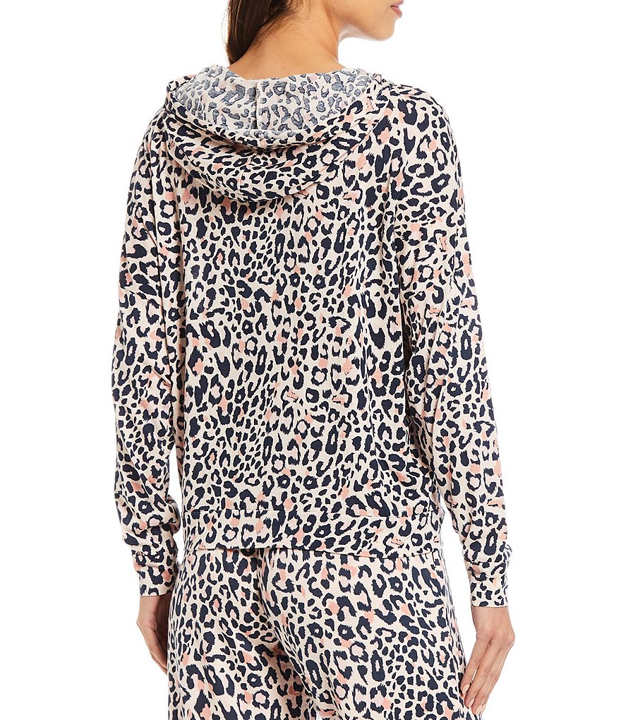 Honeydew Intimates Travel Light Leopard Print Long Sleeve Jersey Coordinating Lounge Hoodie