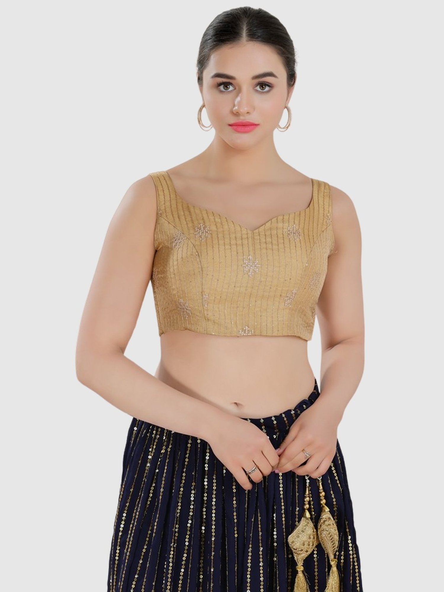 Salwar Studio Beige Embroidered Blouse