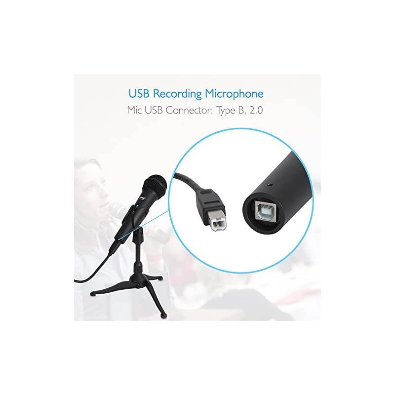 Upgraded USB Dynamic Studio Microphone - Recording Set W Table Tripod Mic Stand & 6.5&rsquo; Cable Plug & Play Home, Professional Studio Vocals & Instrument Audio - Great for Windows & Mac -  PDMICUSB6