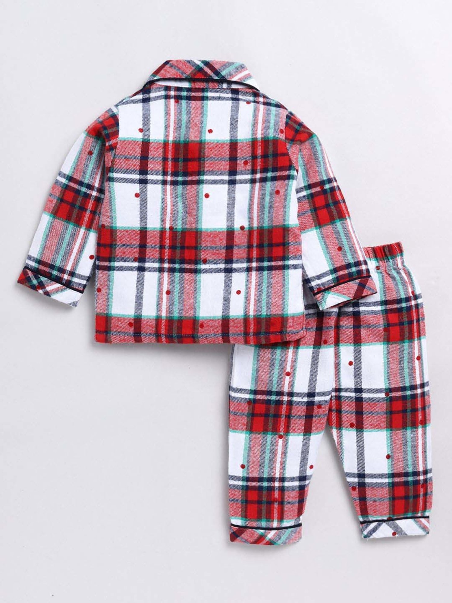 Clt.s Boys Red & White Cotton Chequered Full Sleeves Top Set