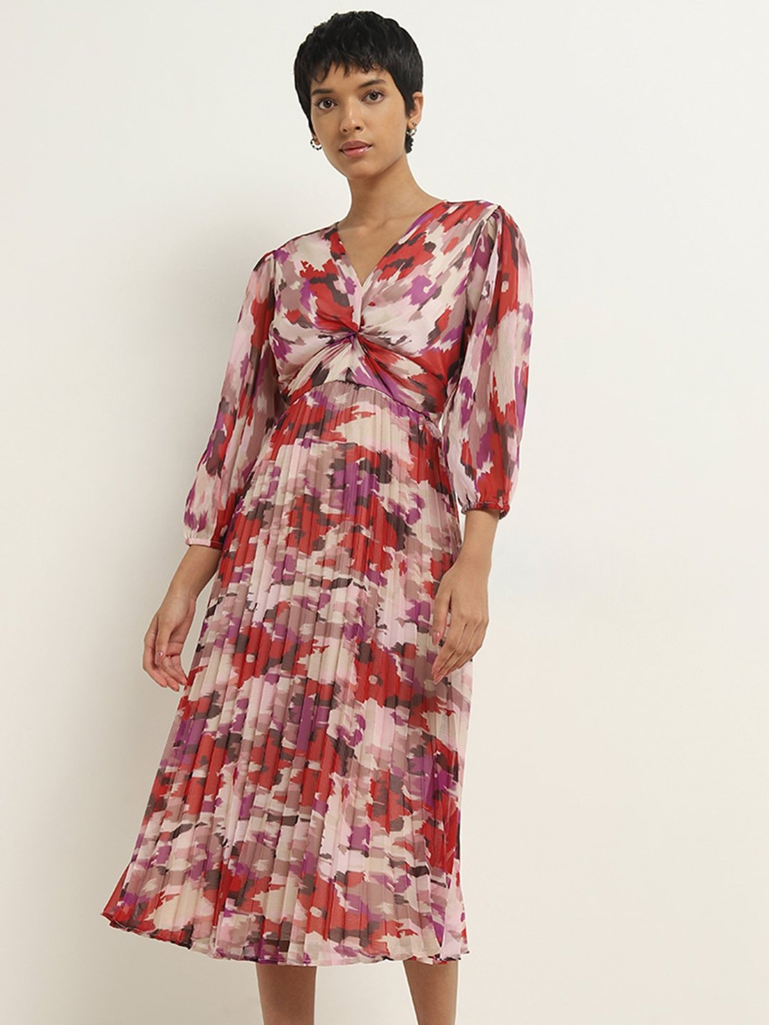 Wardrobe by Westside Multicolour Floral Printed A-Line Dress