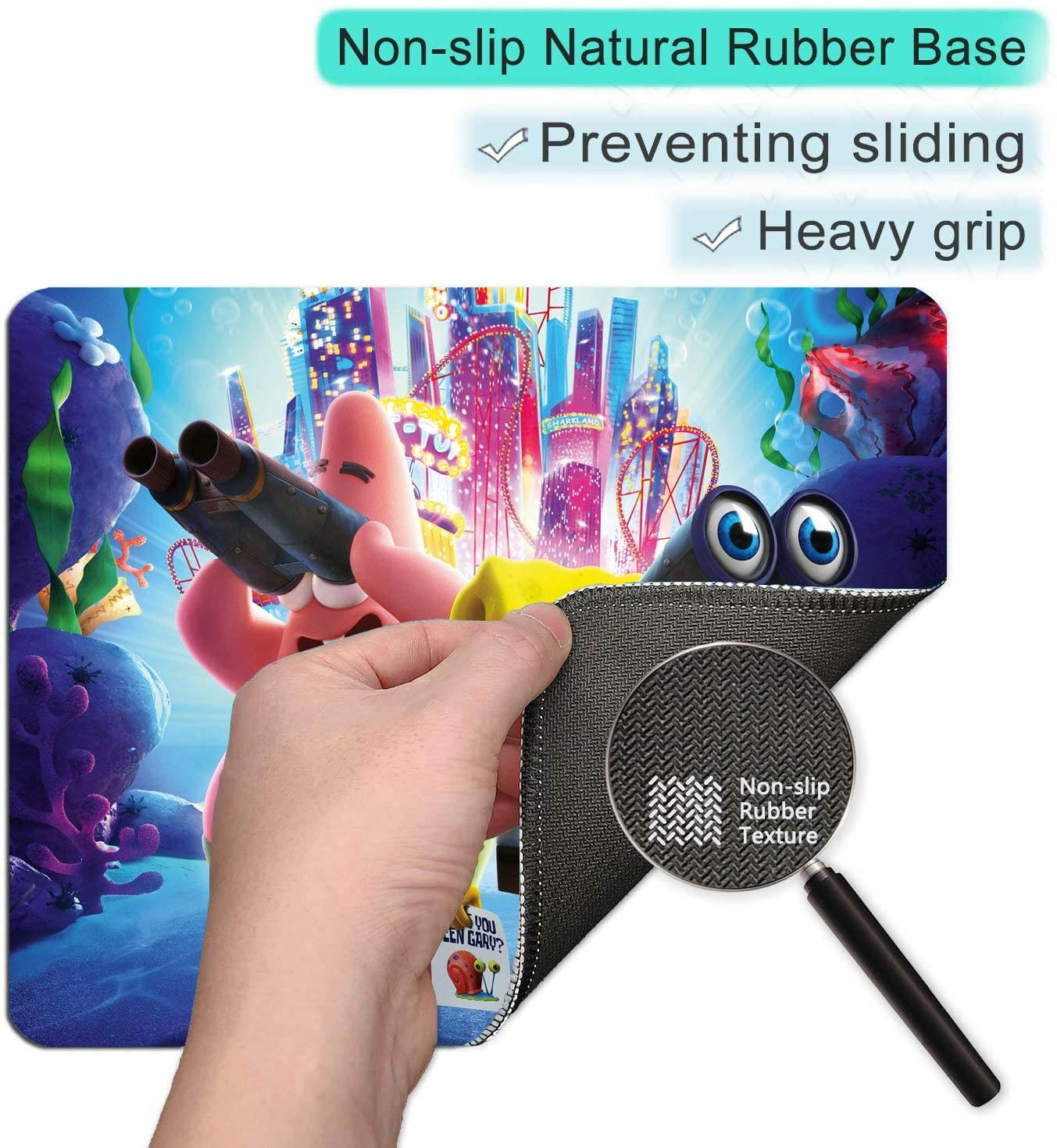 Anyijmo Spongebob Mouse Pad with Stitched Edge Premium-Textured Mouse Mat Waterproof Non-Slip Rubber Base Mousepad for Laptop Computer PC Office 9.5&times;7.9&times;0.12 inches