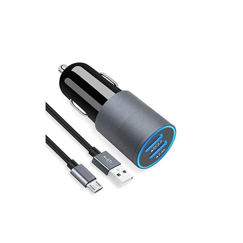 USB Fast Car Charger Compatible for Samsung Galaxy S7S6EdgeActive54 Note 54 J732 A10 Moto G54 Z2 LG Stylo 32 Plus K3020 Android phones 30W Dual Port Car Adapter with 3ft cable