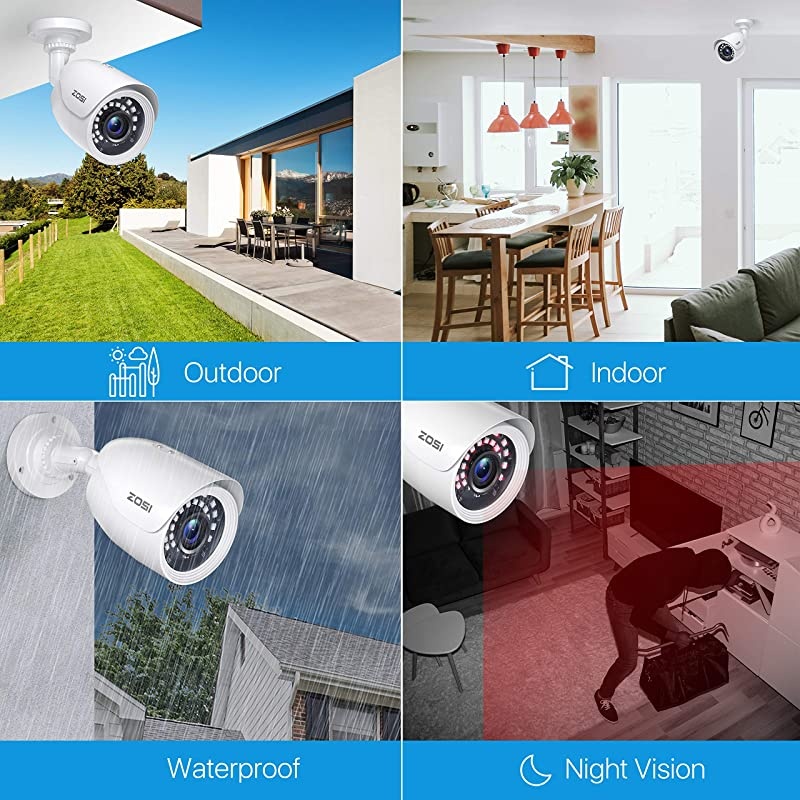 H.265+ Full 1080p Home Security Camera System Outdoor Indoor, 5MP-Lite CCTV DVR 8 Channel and 4 x 1080p (2MP) Day Night Vision Weatherproof Surveillance Bullet Camera, Motion Alerts (No HDD)