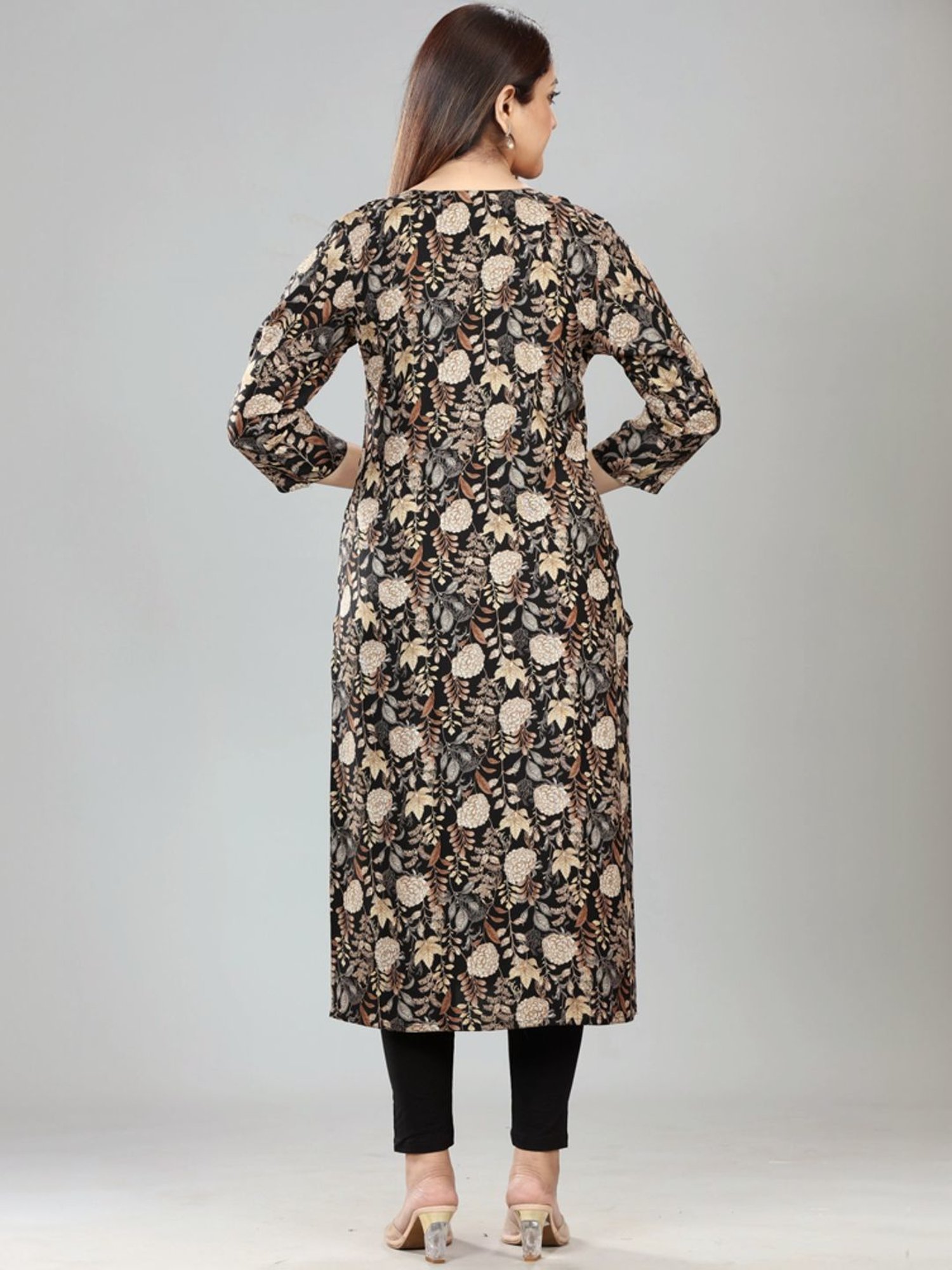 Cotton Culture Black Embroidered Straight Kurta