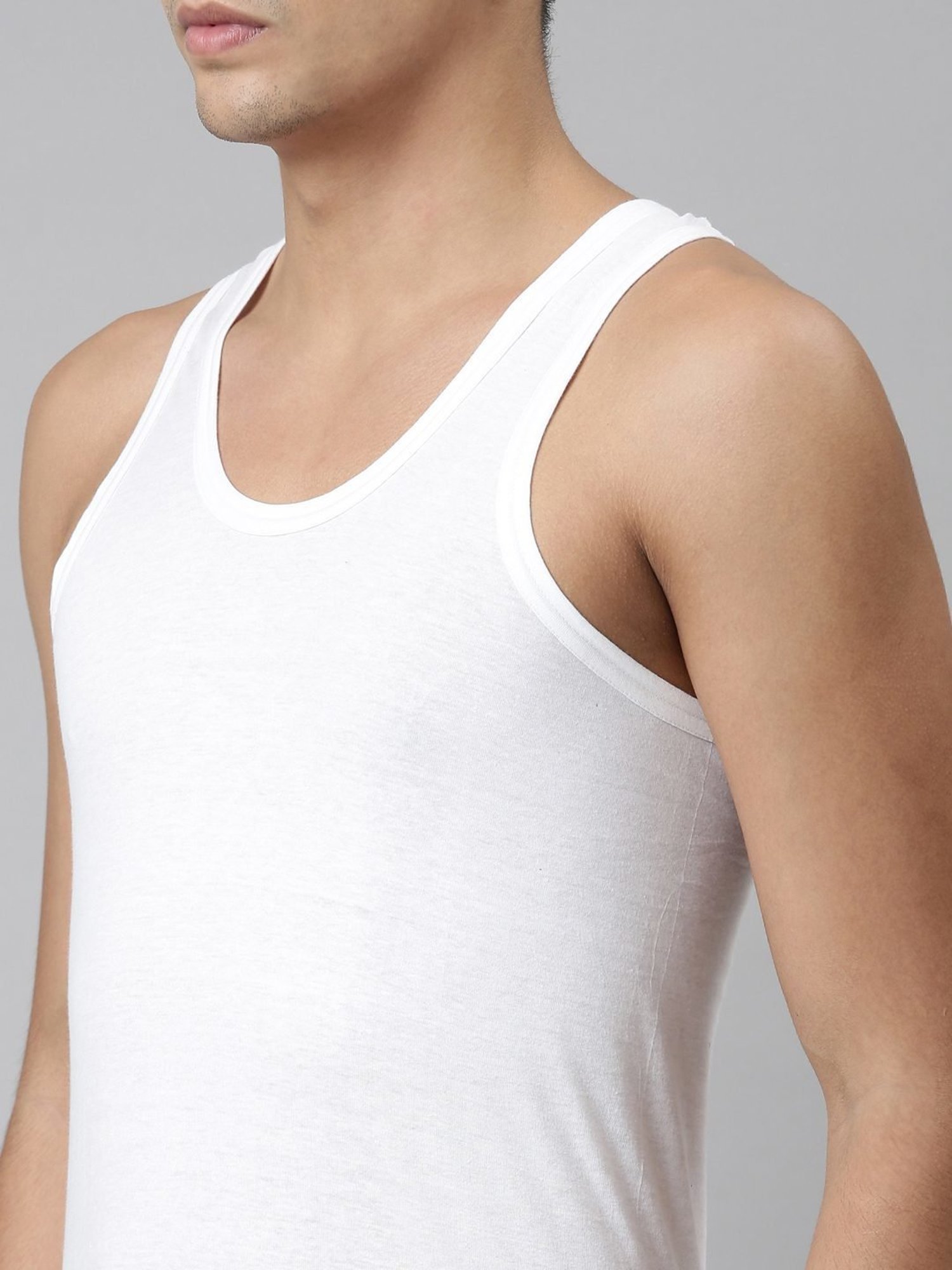 Dixcy Josh White Cotton Regular Fit Vest - Pack Of 5