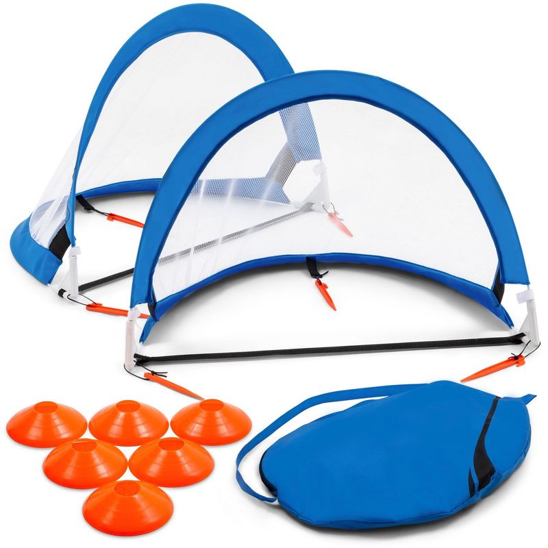 Training Equipment 2.5 Foot Pop Up Soccer Goal Game with Disc Cones (2 Pack)