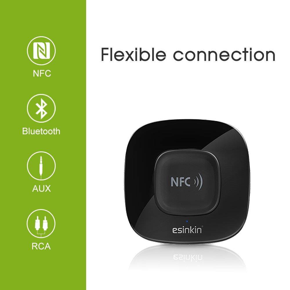 Esinkin Bluetooth Receiver Wireless Audio Adapter 4.0(NFC-Enabled) for HD Music Stereo Sound System