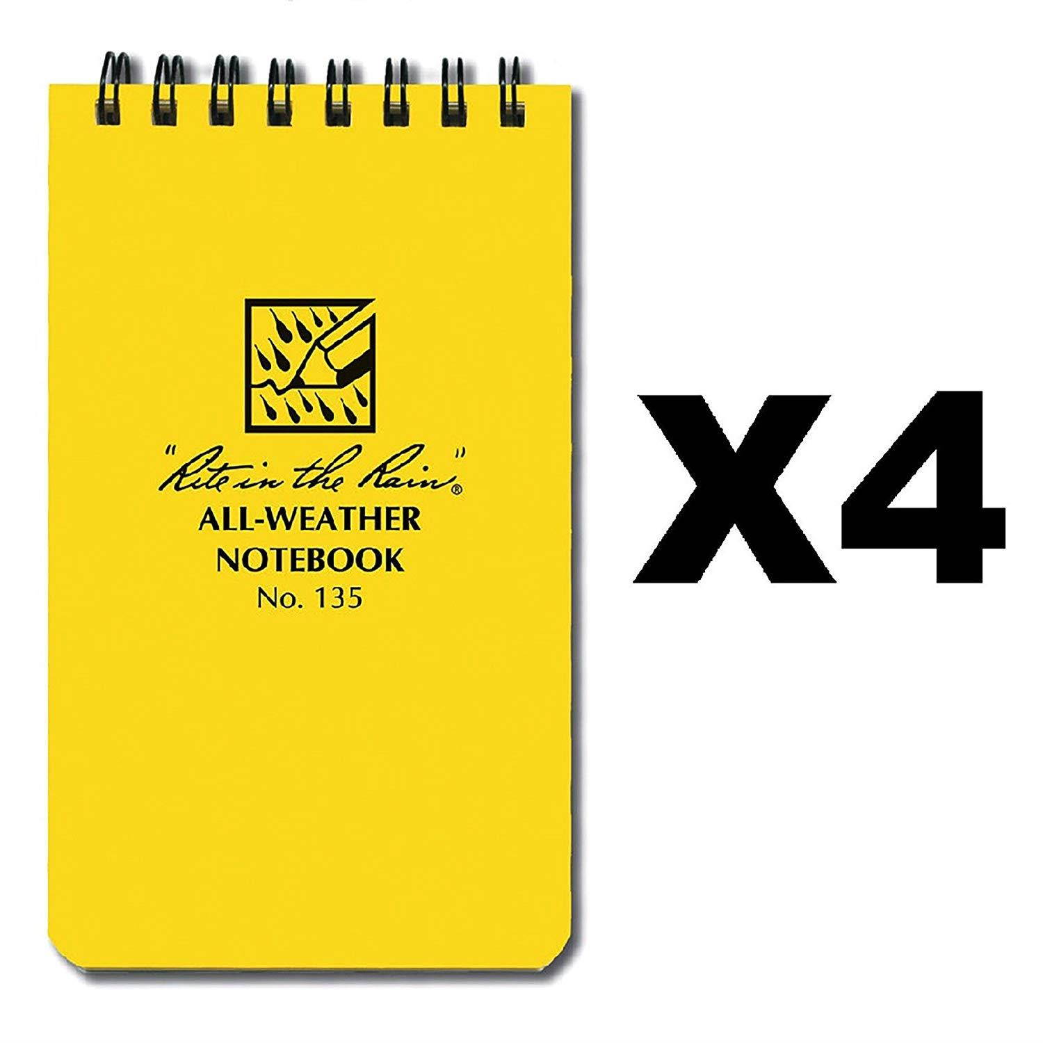 Rite in the Rain Top Spiral All Weather Universal Notebook 3"x 5" (4-Pack)