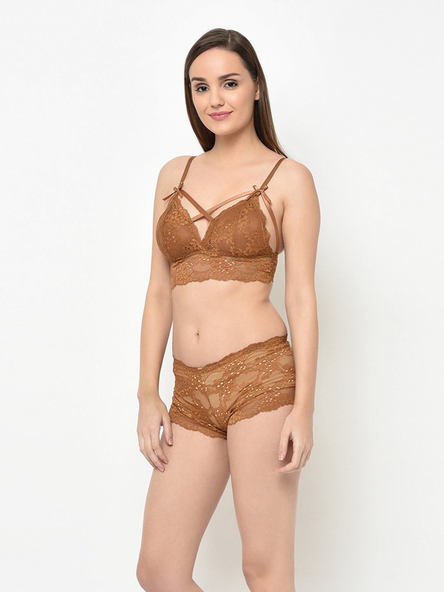 Da Intimo Mustard Lace Lingerie Set