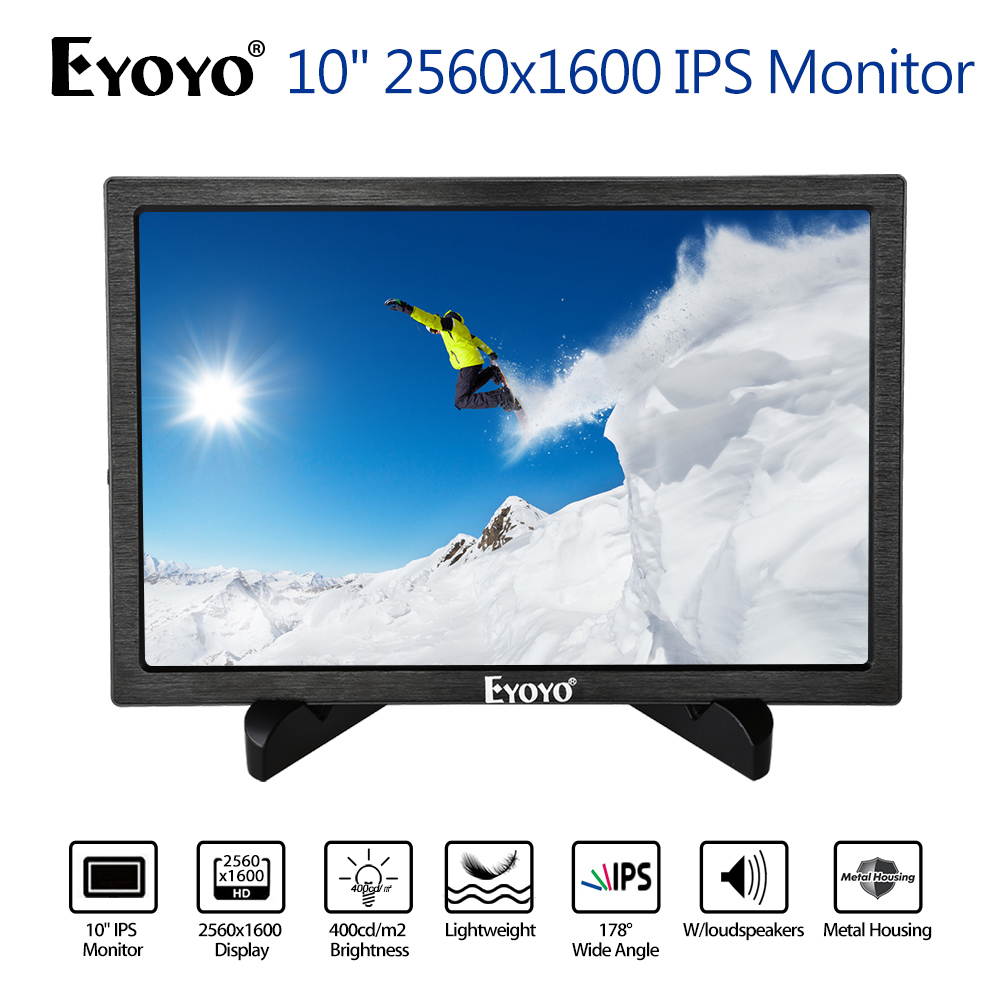 EYOYO 10 Inch 2560x1600 IPS Gaming Monitor Dual HD Interface 8BIT Black For PC DVD PS2 PS3 PS4 Xbox