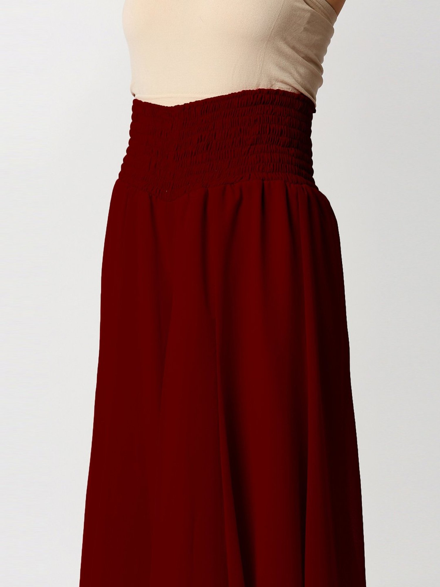 Ira Soleil Maroon Regular Fit Palazzos