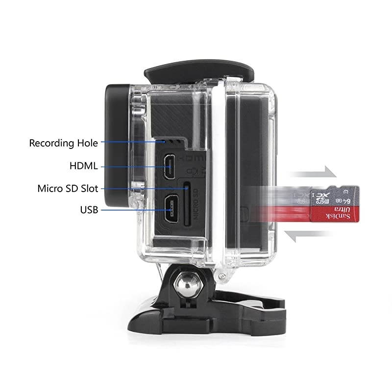 Side Open Skeleton Protective Housing Case for GoPro Hero 4 3+ 3 Silver Back Camera - Includes Standard Skeleton Backdoor, Skeleton BacPac Backdoor and Silicone Lens Cap