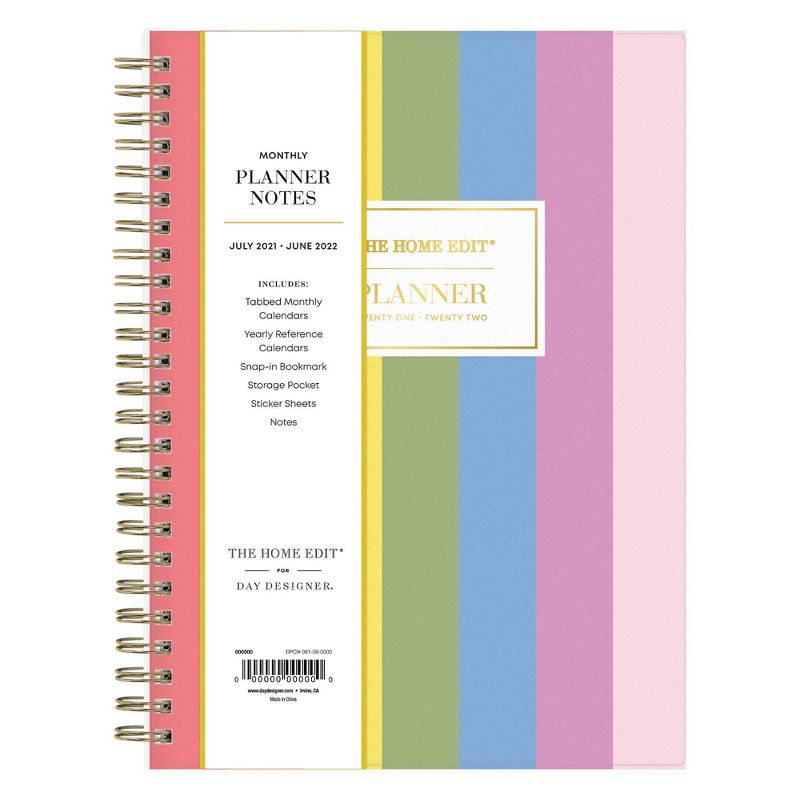 2021-22 Academic Planner Notes 5.875" x 8.625" Flexible Cover Monthly Wirebound Over The Rainbow - The Home Edit