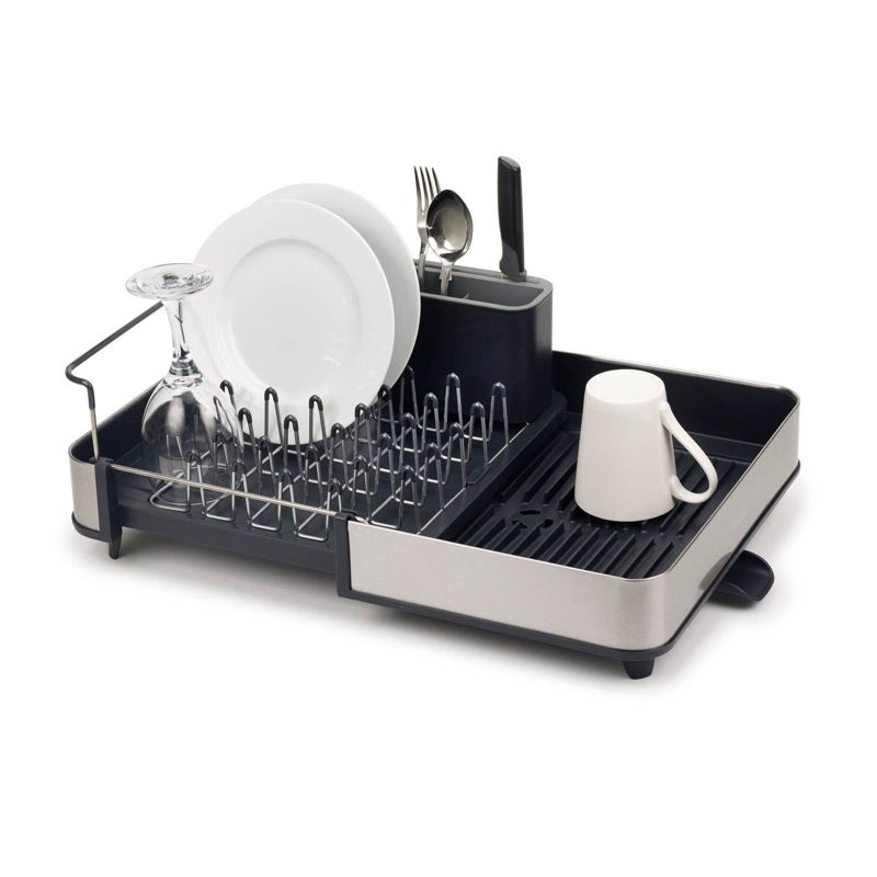 Joseph Joseph Extend Steel Expandable dish rack with draining spout - Gray