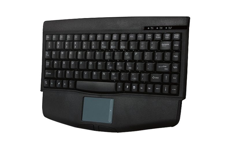 Adesso MiniTouch ACK-540PB Keyboard - PS/2 - QWERTY - 88 Keys - Black