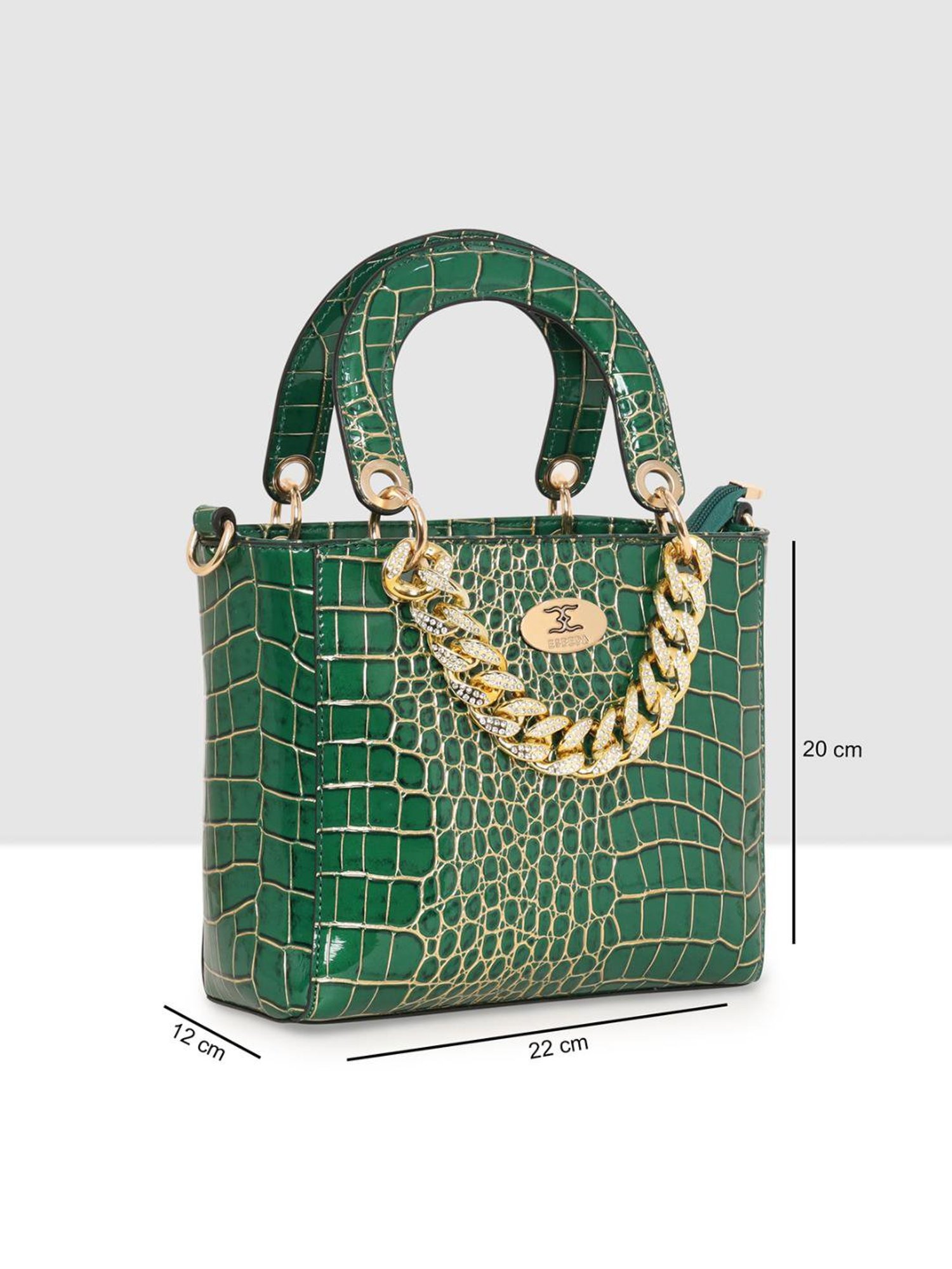 Esbeda Green Textured Medium Handbag