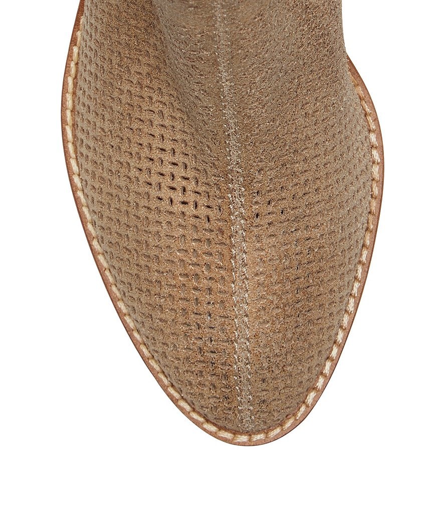 Lucky Brand Feyan Perforated Leather Block Heel Booties