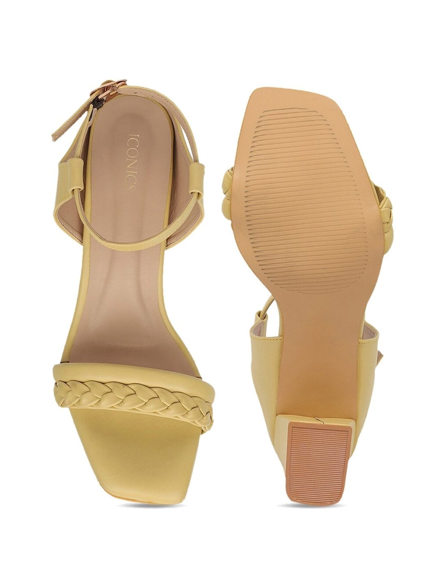 Iconics Women's Yellow Ankle Strap Sandals