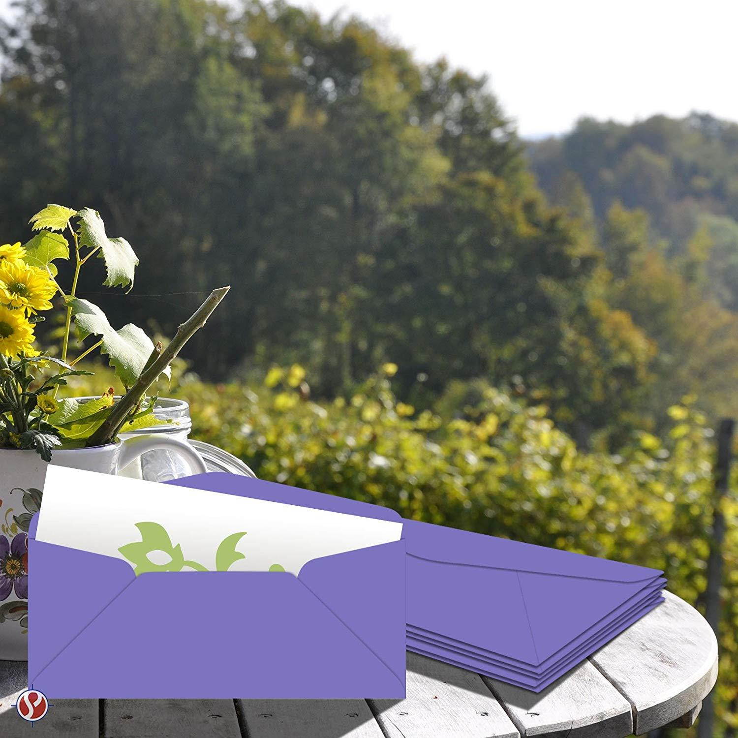 #10 Business Color Mailing Envelopes | 4 1/8 X 9 .5 inches | 24lb Bond Bright Color Paper (90 gsm) | 50 Envelopes Per Pack | Venus Violet