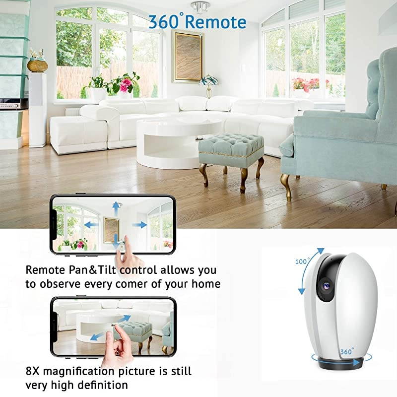 PT Home Security Camera HD 1080P2 PackHome Security System with Motion DetectionInclude 2 SD Cards32GBTwoWay Audio Night VisionWiFi Home Indoor for BabypetAlexa USA Cloud Service
