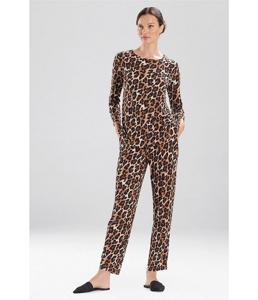 Natori Mirage Ombre Animal Print Knit Round Neck Long Sleeve Lounge Top