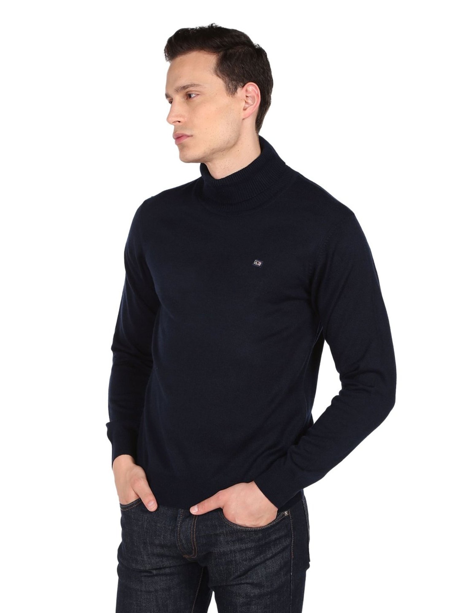 Arrow Sport Navy Cotton Regular Fit Sweater