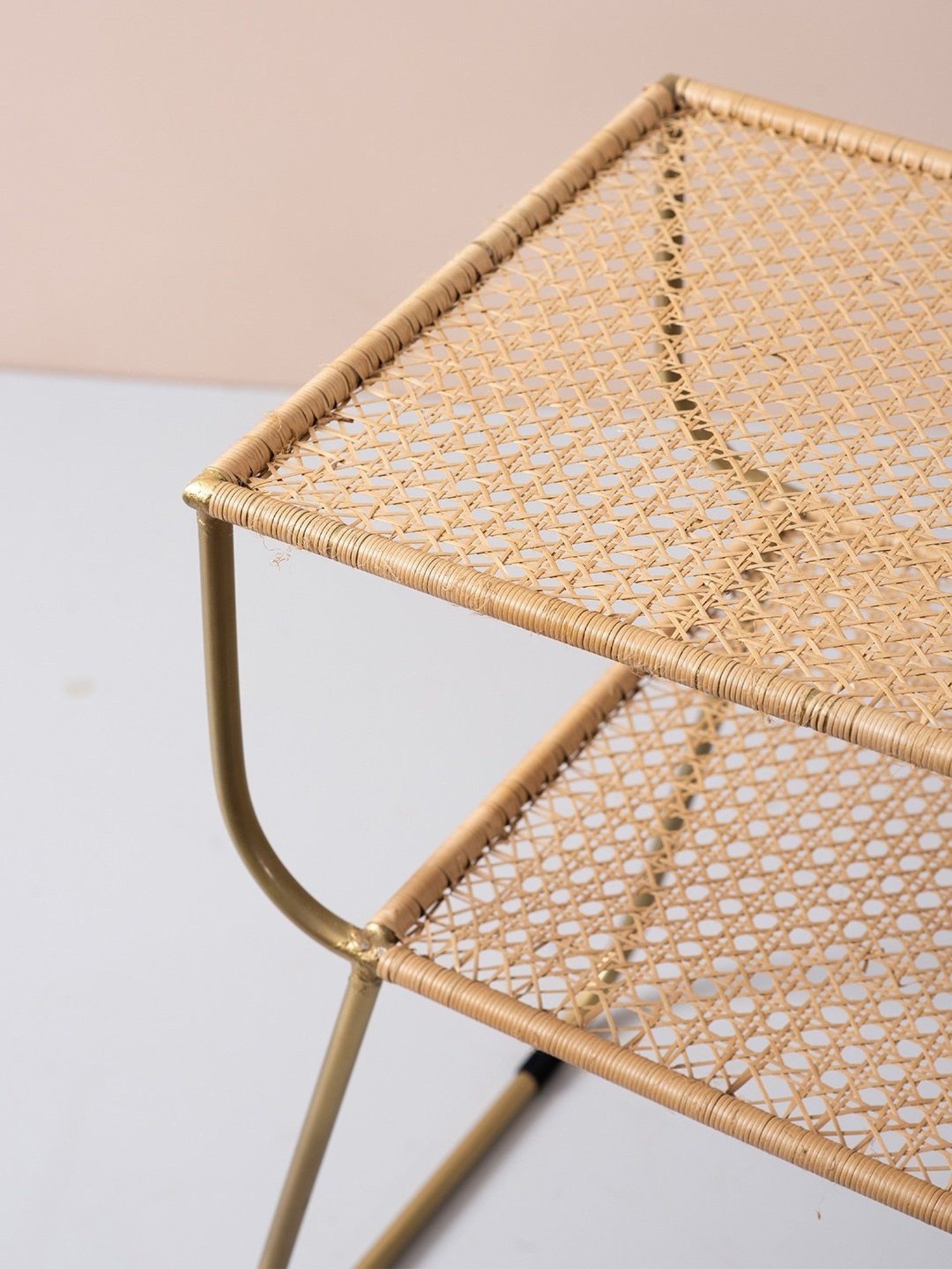 Netroots Printed Gold Iron 2 Tier Magazine Coffee Table