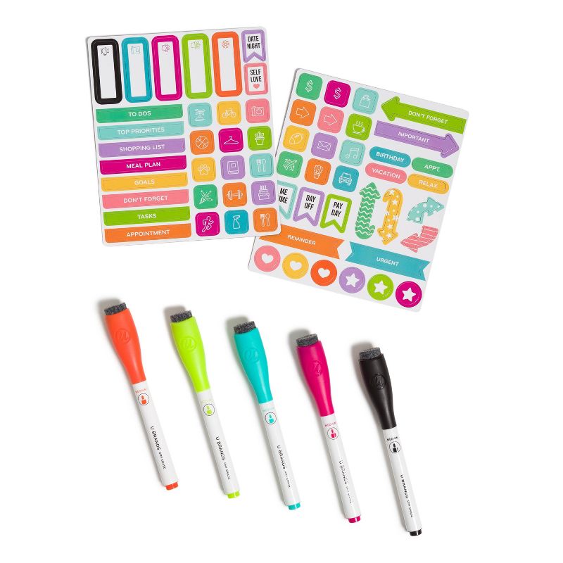 U Brands 68pc Magnetic Color Coding Planner Kit with Dry Erase Markers