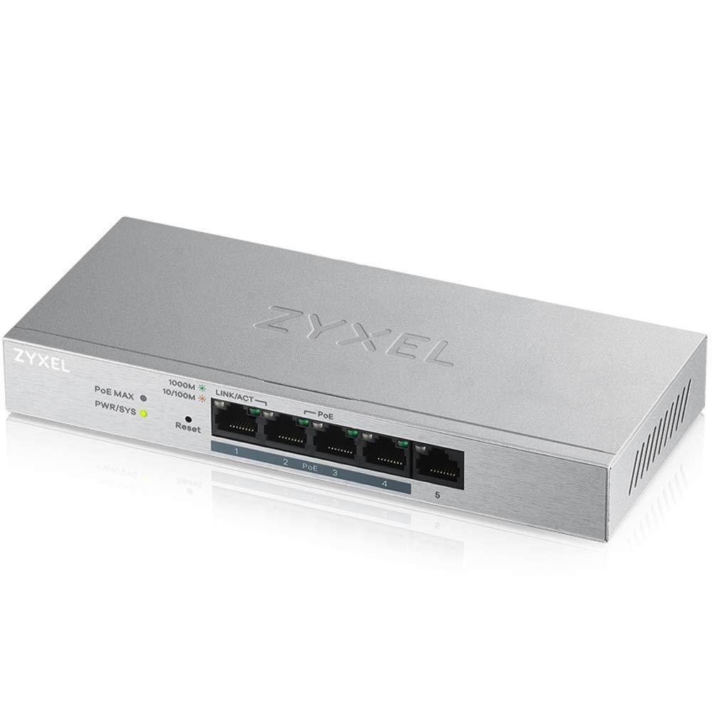 zyxel gs1200-5hp v2 managed gigabit ethernet (10/100/1000) power over ethernet (poe) grey