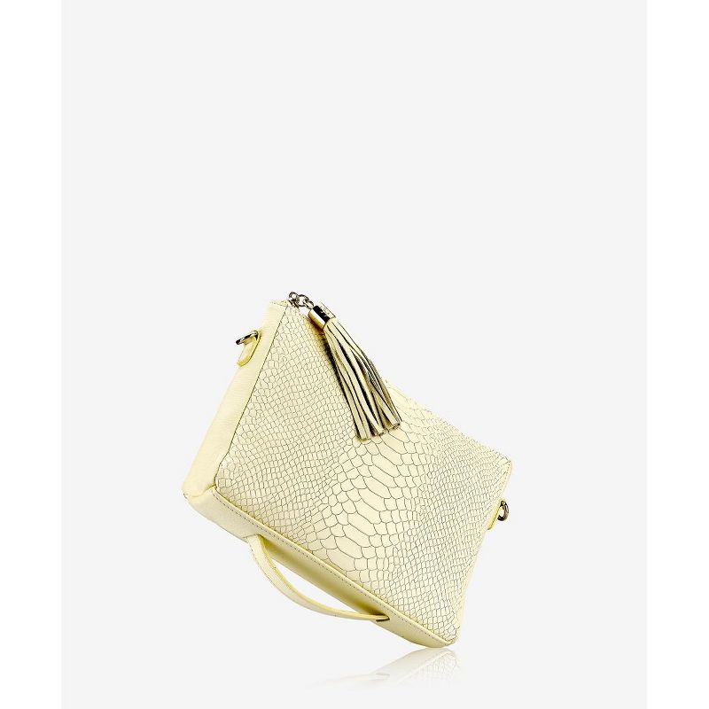 VR NYC Magnetic Strap Closure Mosaic Design Denim Laser Cut Crossbody Bag - Blue