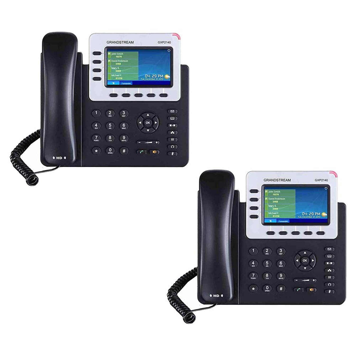 Grandstream GXP2140 4-Line IP Phone, 4.3 LCD, PoE, Bluetooth. Bundle of 2