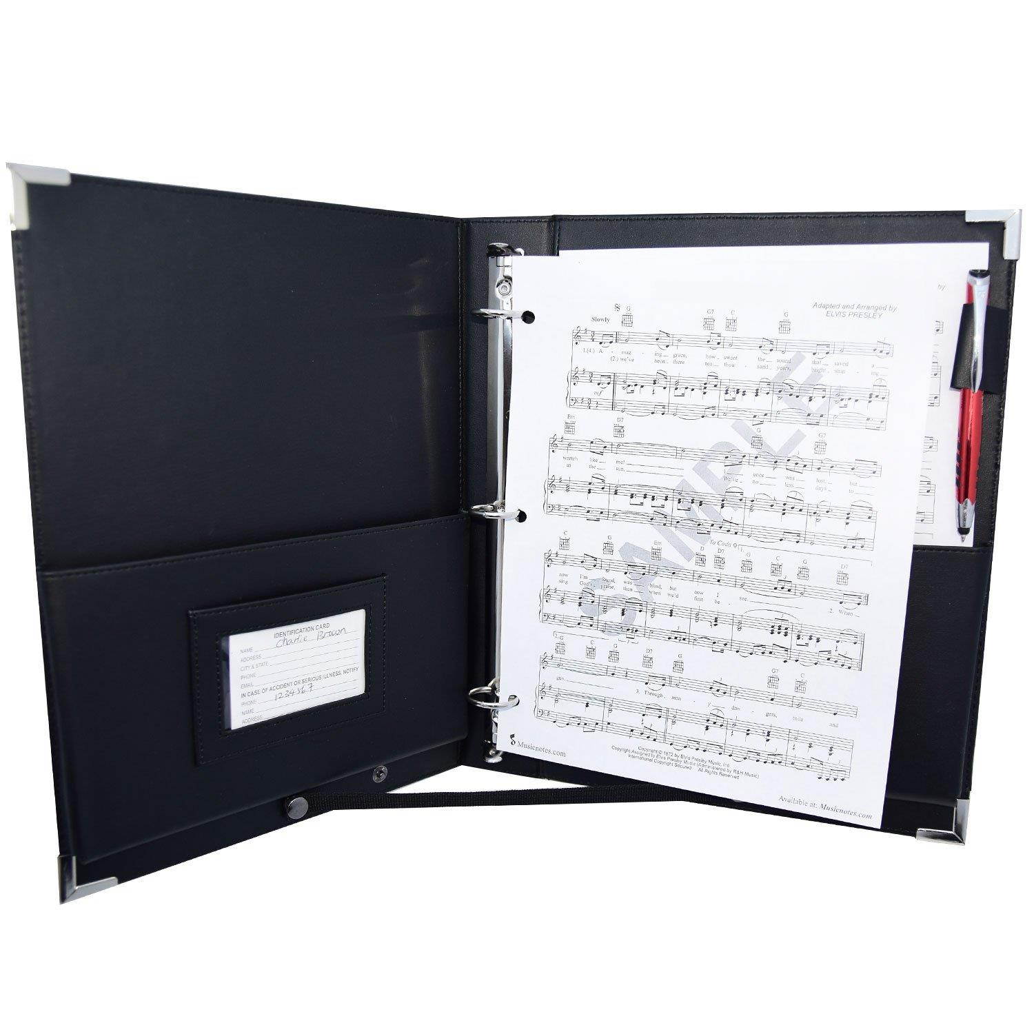 MSP Sheet Music Holder | 9.5" x 12" - 3 Rings Choir Folder with Hand Strap for Musician - Medium Size (MSP-210)
