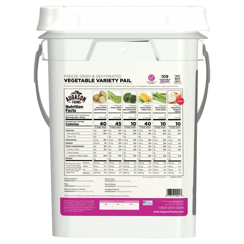 Augason Farms Freeze Dried Vegetable Variety Pack Kit - 26oz Pail
