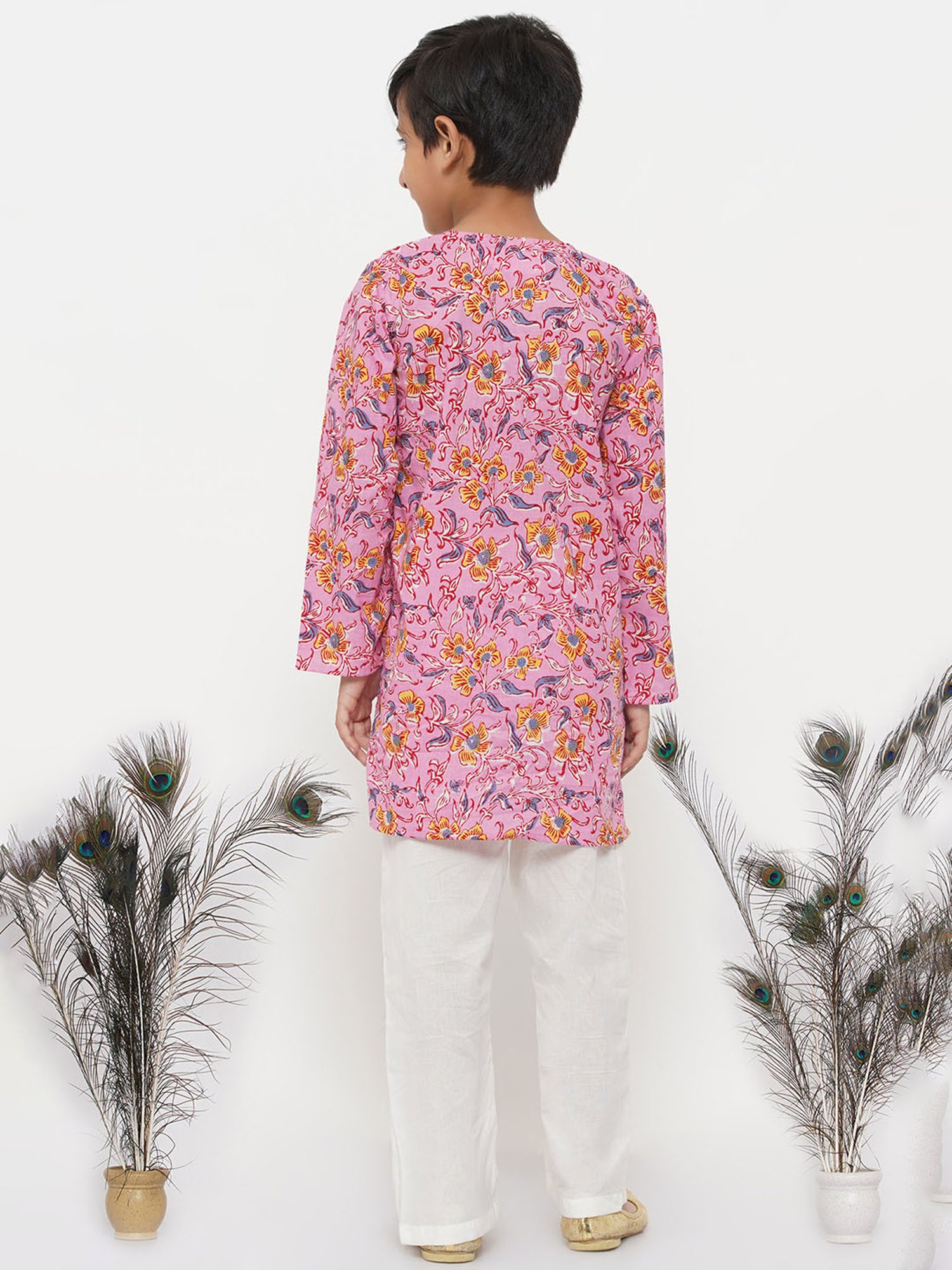 Little Bansi Pink & White Floral 1 Kurta + 1 Pyjamas