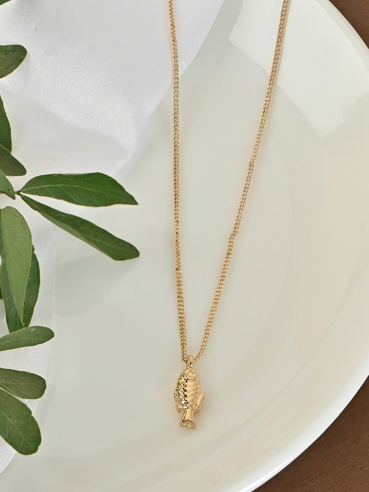 Toniq Gold-Plated Fish Charm Necklace