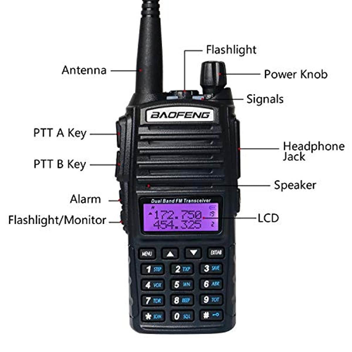 BaoFeng UV-82 BaoFeng Radio Ham Radio 2 Way Radio with Driver Free Progrmming Cable and Long Antenna(5 Pack-Black)