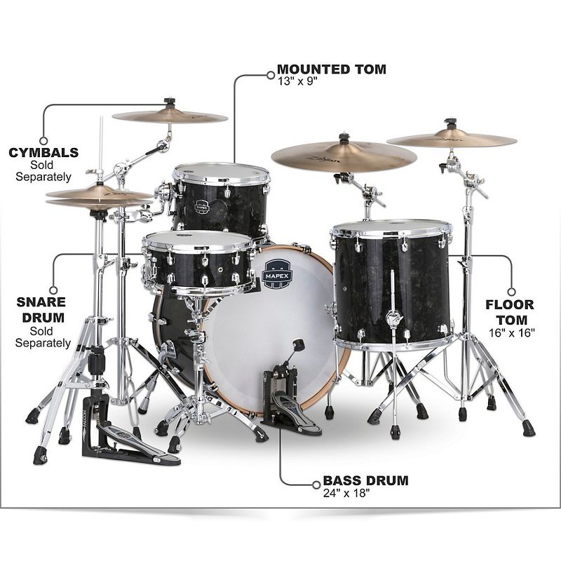 Mapex Saturn V Tour 3-Piece Shell Pack Black Pearl
